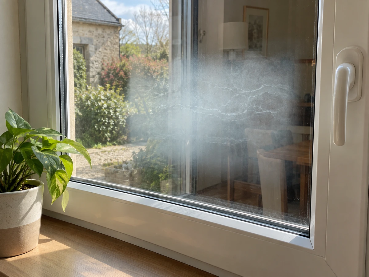 Buée coincée entre les deux vitres : photo