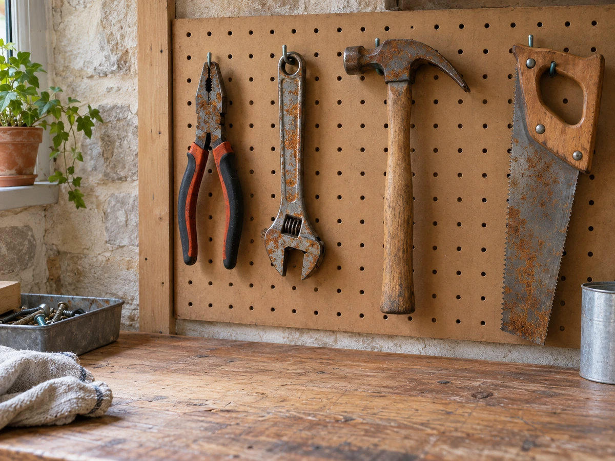 Outils qui rouillent dans le garage : photo